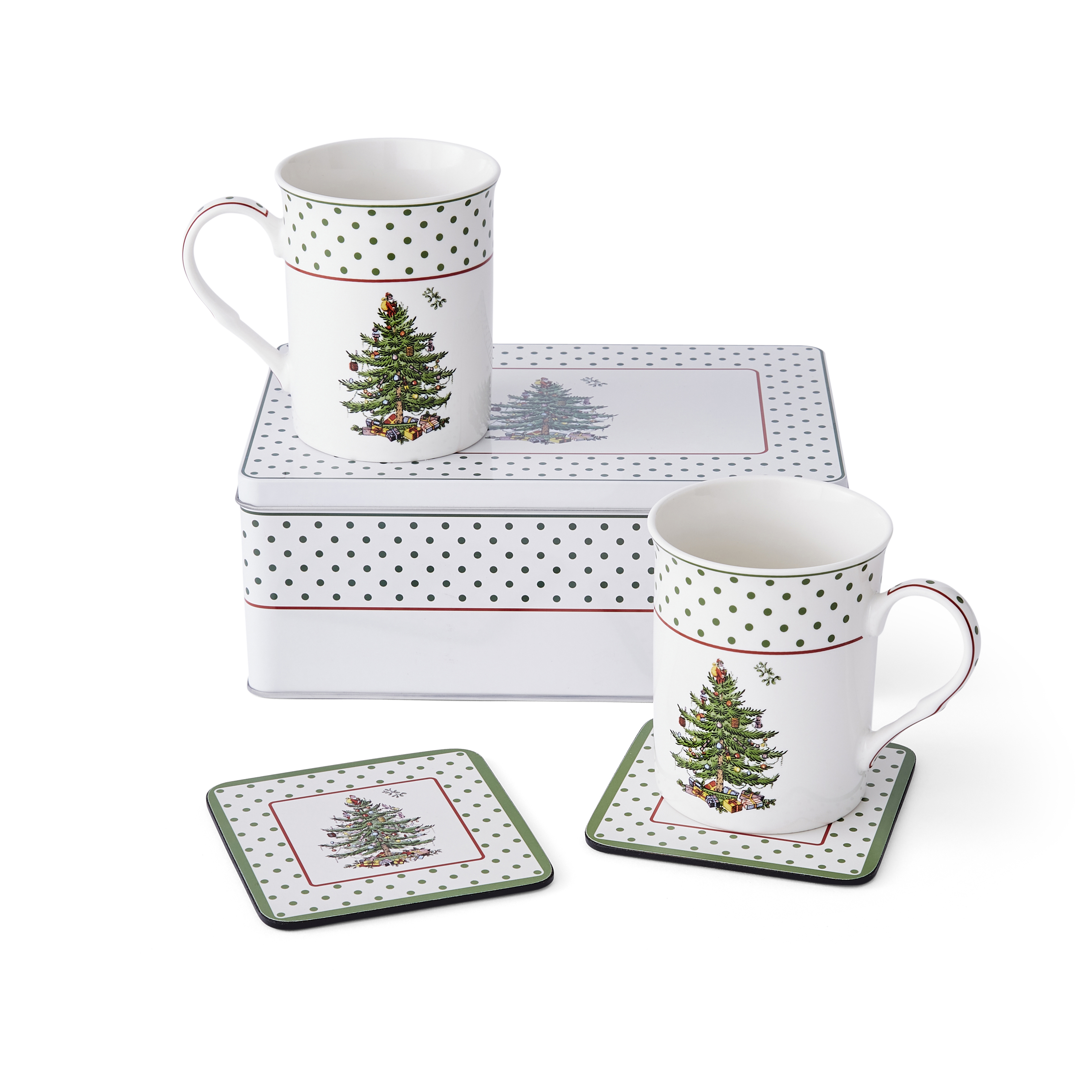 Christmas Tree Polka Dot 5 Piece Mug & Tin Set image number null